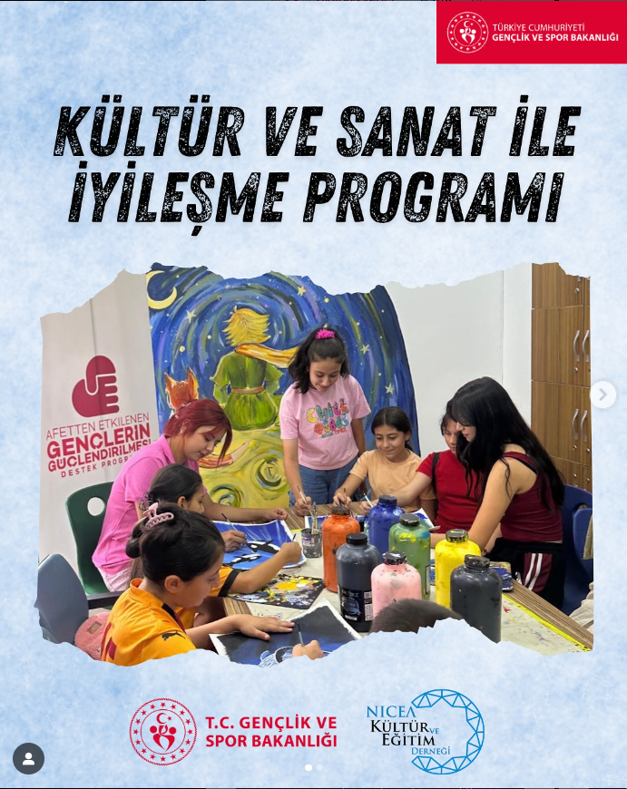 Gençlik ve Spor bakanlığımıza bağlı ‘Kültür ve Sanat ile İyileşme Programı’ projemizde sanat eğitimlerimiz başladı