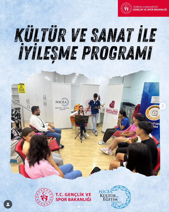 Gençlik ve Spor bakanlığımıza bağlı ‘Kültür ve Sanat ile İyileşme Programı’ projemizde enstrüman eğitimlerimiz başladı.